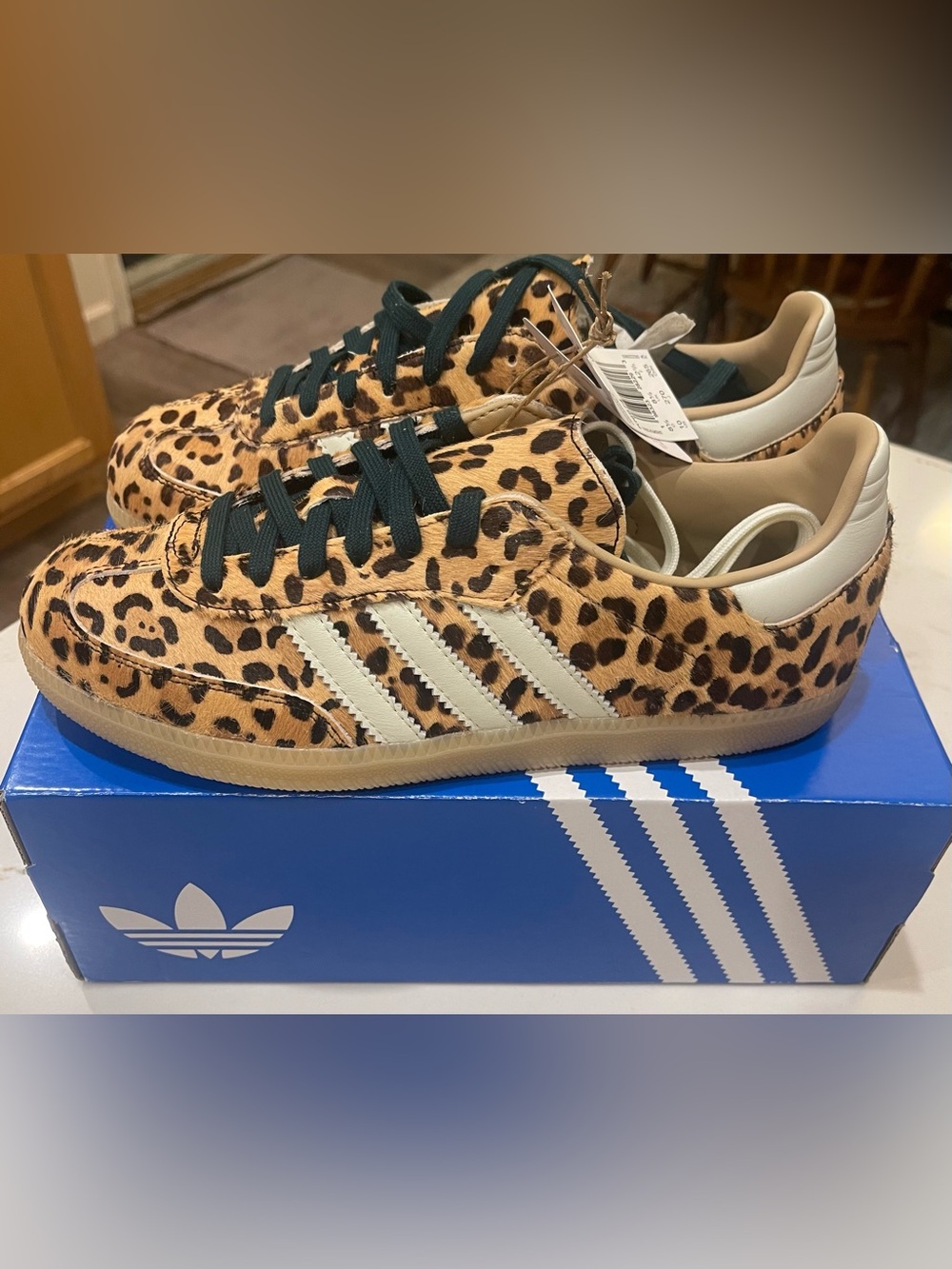 Adidas Women's OG Leopard Print Samba Sneakers - Tan/Black